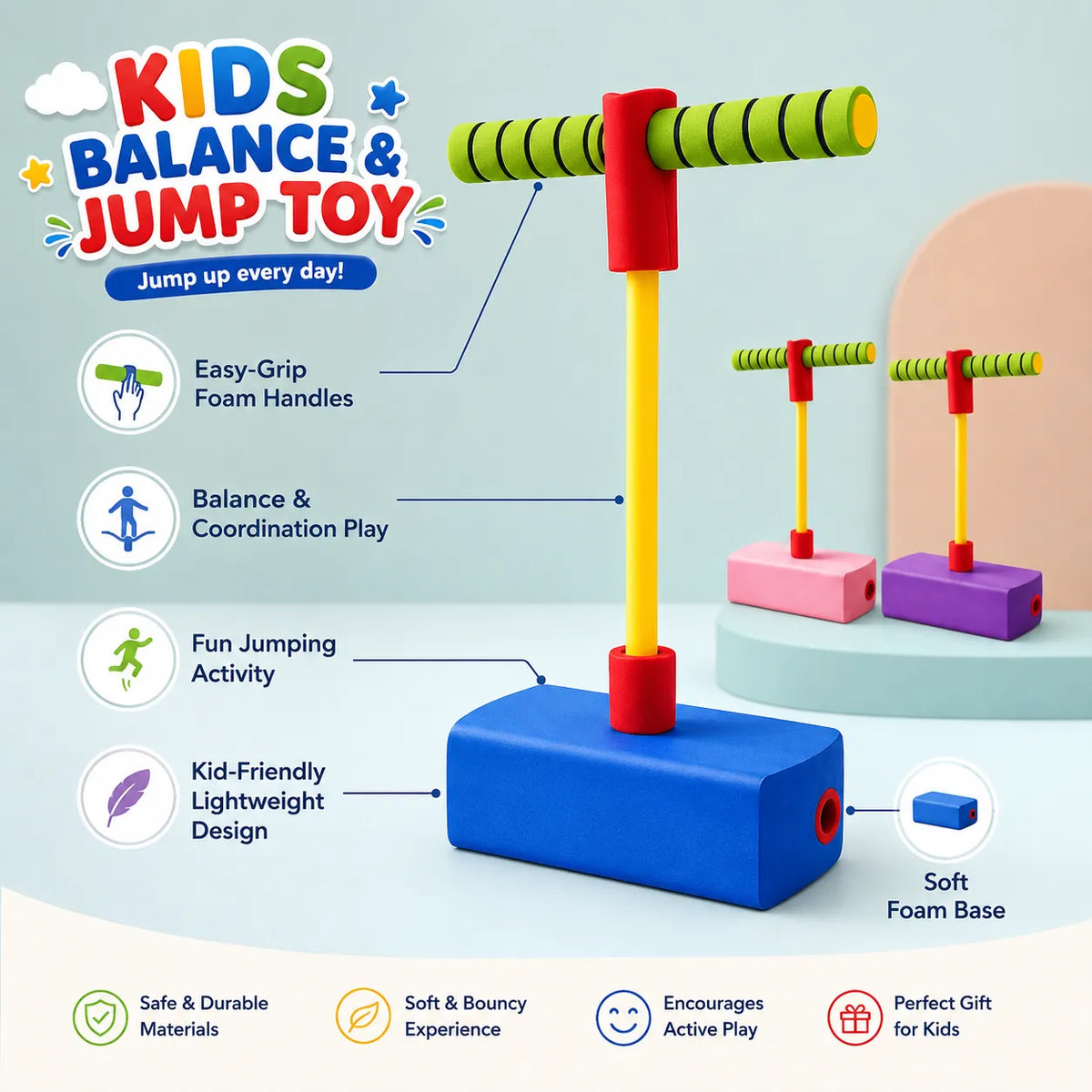 Kids Balance & Jump Frog Bouncer Toy – Grow Taller Active Play Equipment