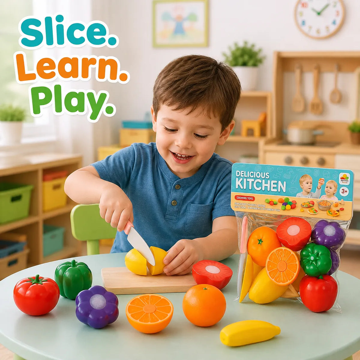 Kids Food Cutting Pretend Play Set