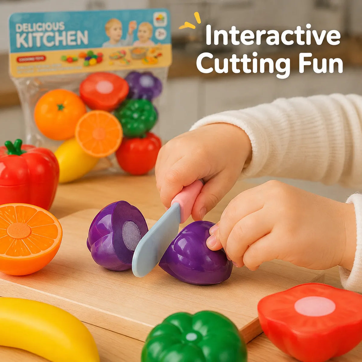 Kids Food Cutting Pretend Play Set