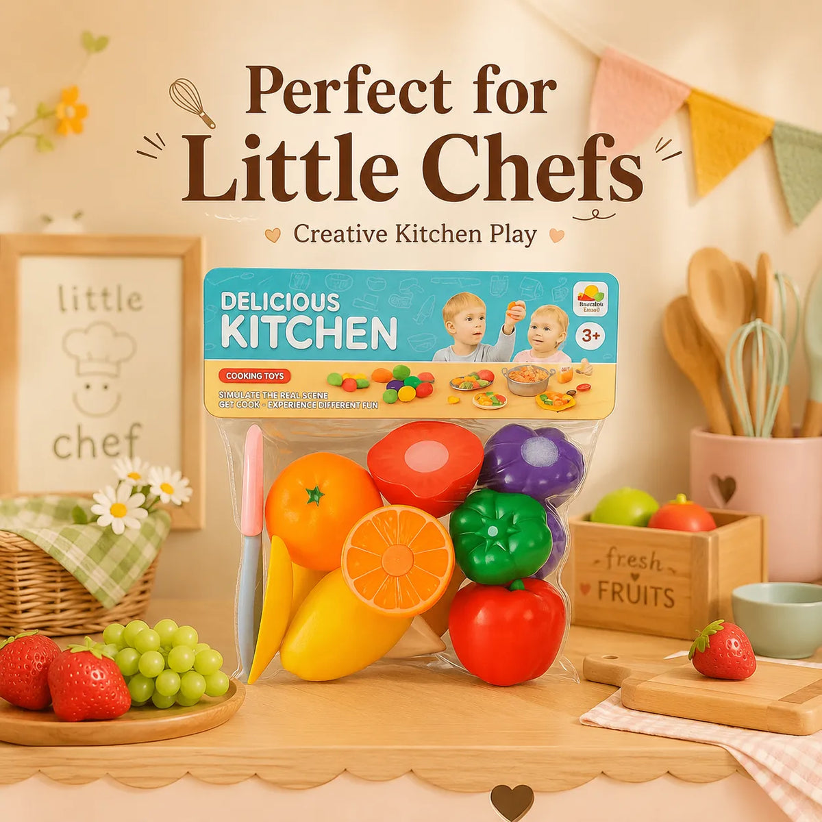Kids Food Cutting Pretend Play Set