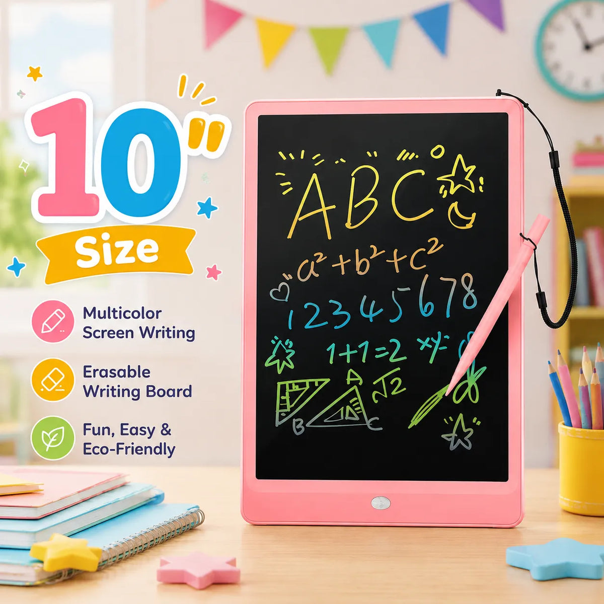 LCD Writing Tablet for Kids – Reusable Color Drawing Board