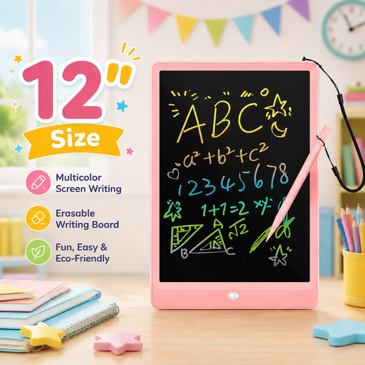 LCD Writing Tablet for Kids – Reusable Color Drawing Board