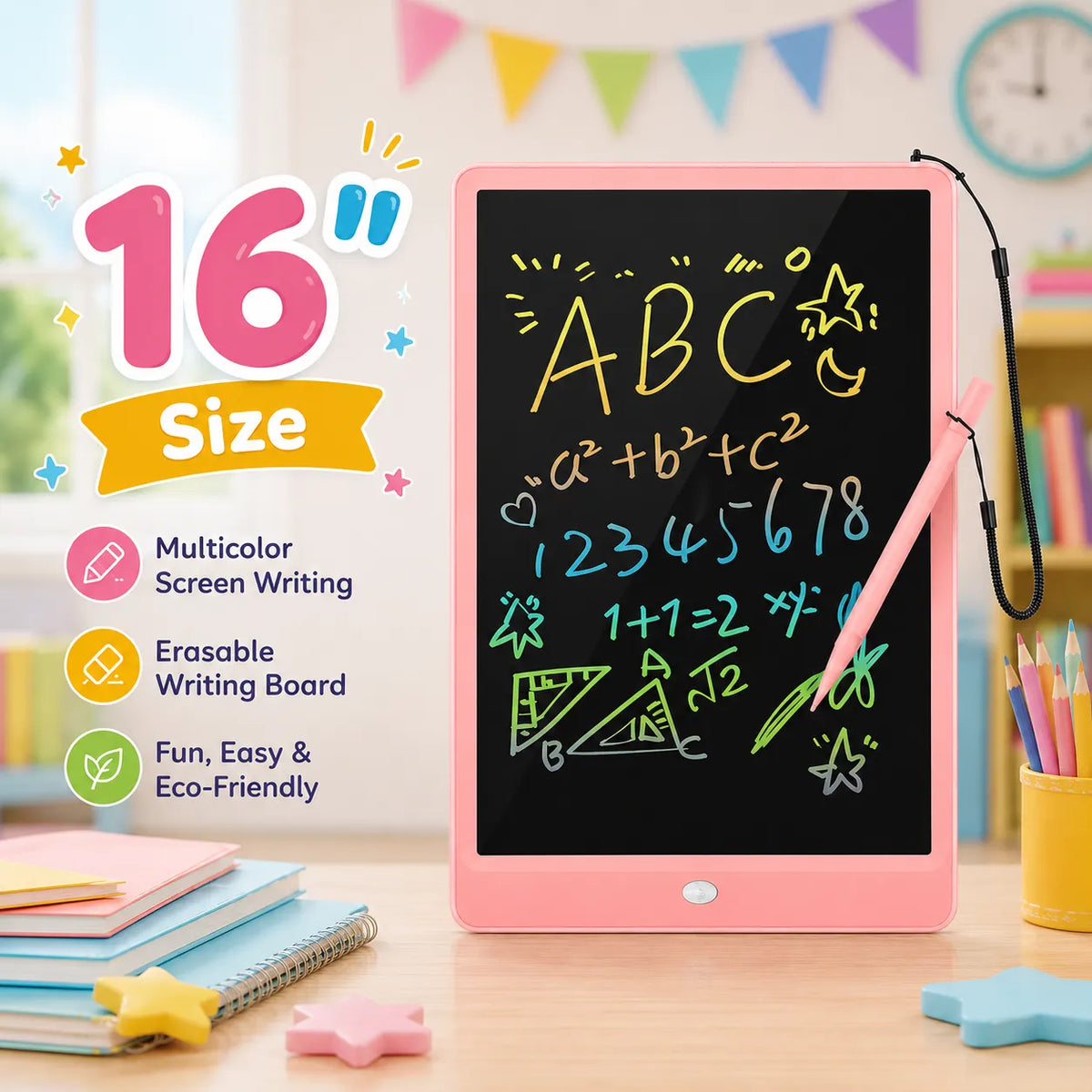 LCD Writing Tablet for Kids – Reusable Color Drawing Board