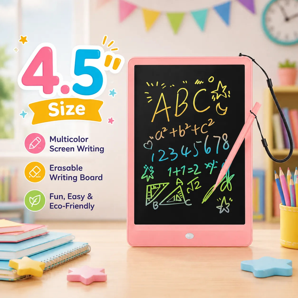 LCD Writing Tablet for Kids – Reusable Color Drawing Board