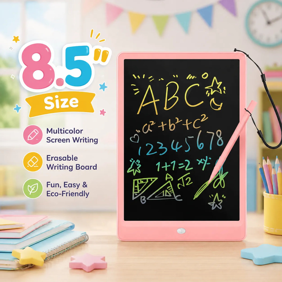 LCD Writing Tablet for Kids – Reusable Color Drawing Board