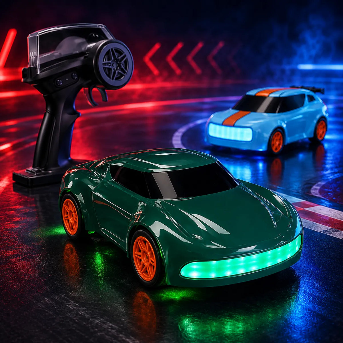 Lighting Mini Desktop Drift RC Car 1/64 Scale 4WD – Remote Control Racing Toy