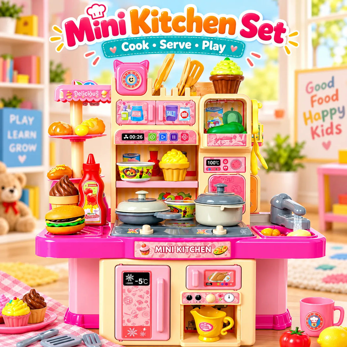 LittleChef Kitchen & Crockery Play Set – Kids Pretend Cooking Playset | Toynic Kids Zone