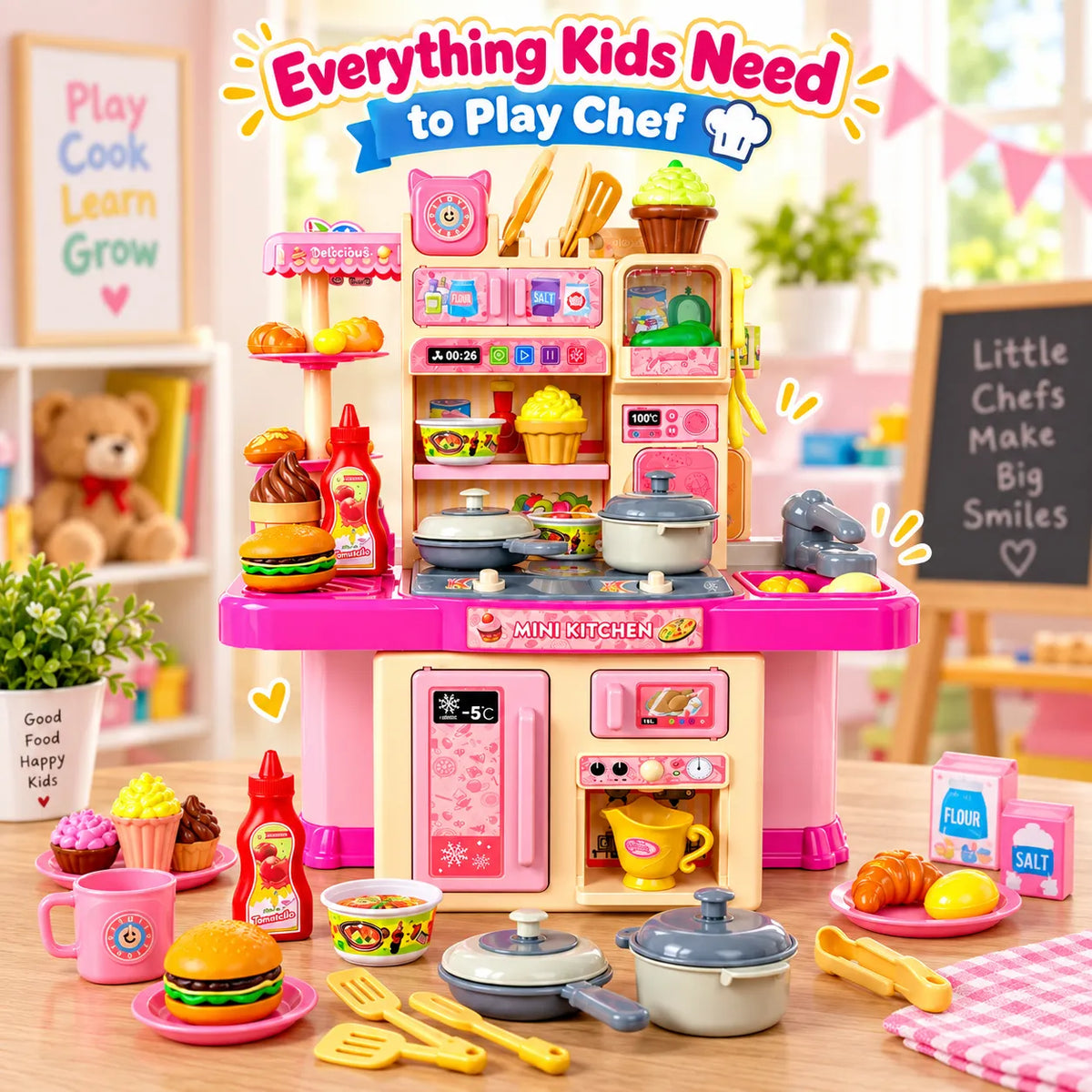 LittleChef Kitchen & Crockery Play Set – Kids Pretend Cooking Playset | Toynic Kids Zone