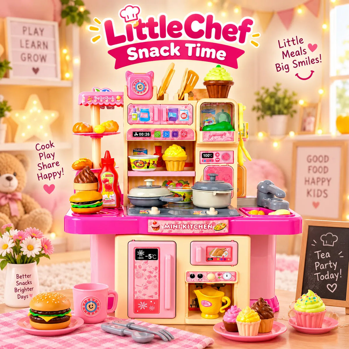 LittleChef Kitchen & Crockery Play Set – Kids Pretend Cooking Playset | Toynic Kids Zone