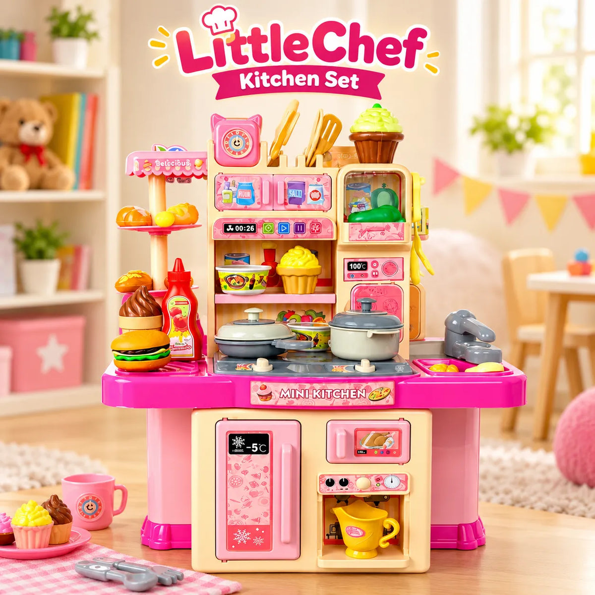 LittleChef Kitchen & Crockery Play Set – Kids Pretend Cooking Playset | Toynic Kids Zone