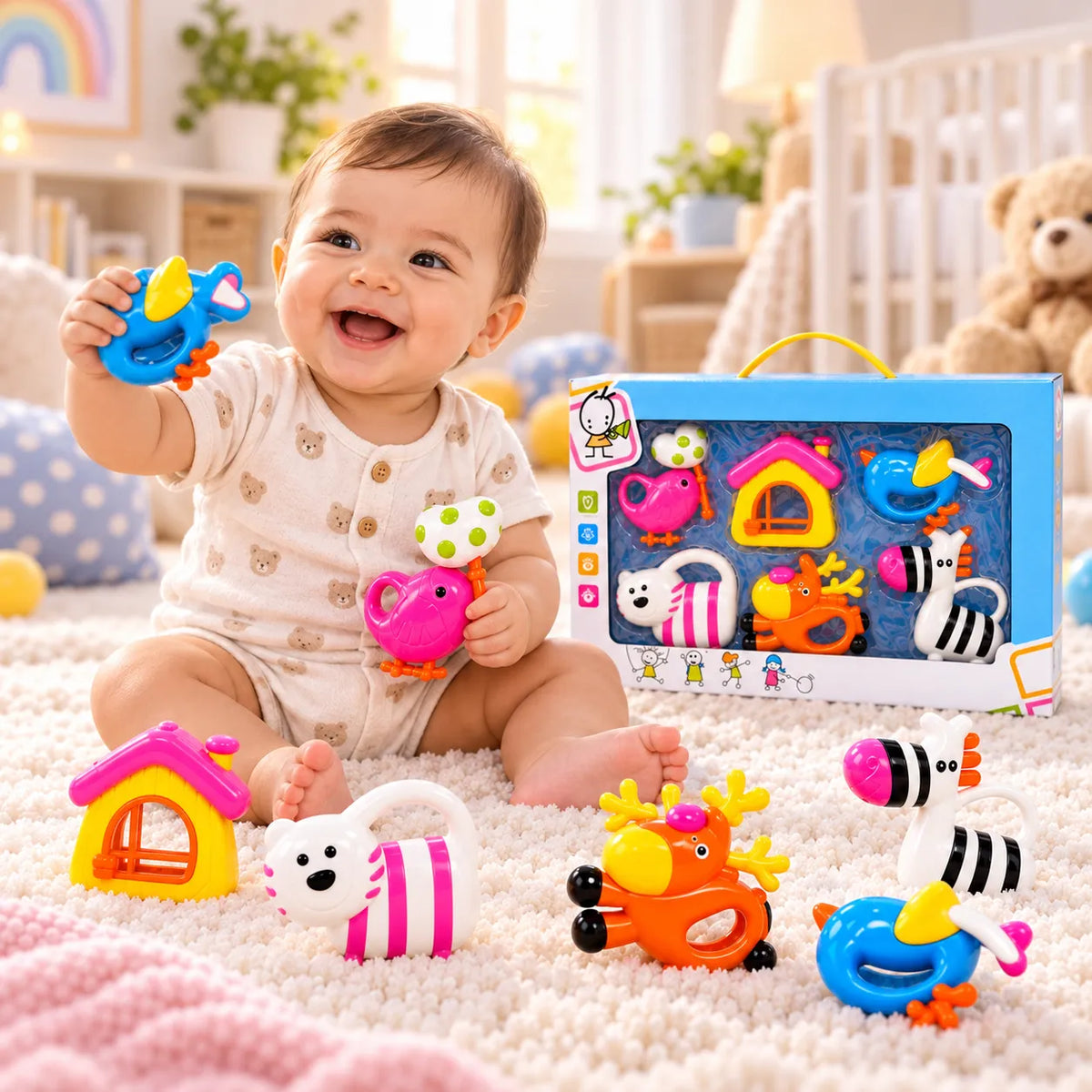 Loving Hut Rattles Set for Babies – Sensory Development Toys