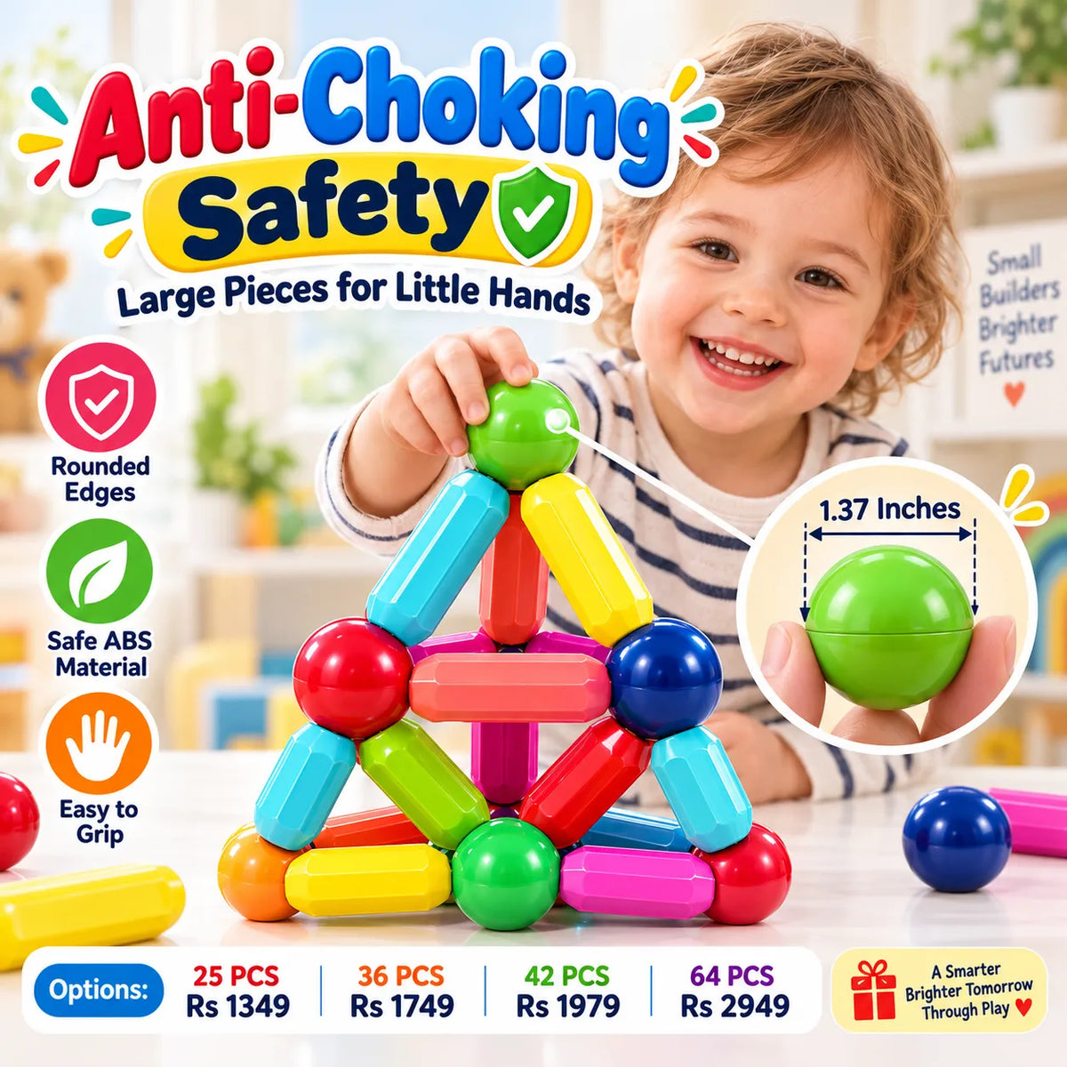 MagiBuild Magnetic Building Blocks – STEM Construction Tiles for Kids | Toynic Kids Zone