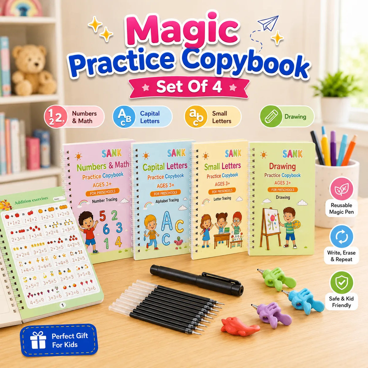 Magic Practice Copybook Set of 4 Reusable Handwriting