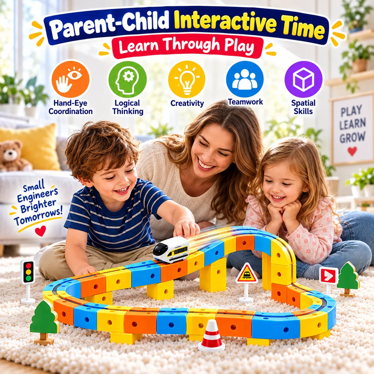 MagnetRail 67-Piece Magnetic Train Set – Remote Control Railway Toy with Lights