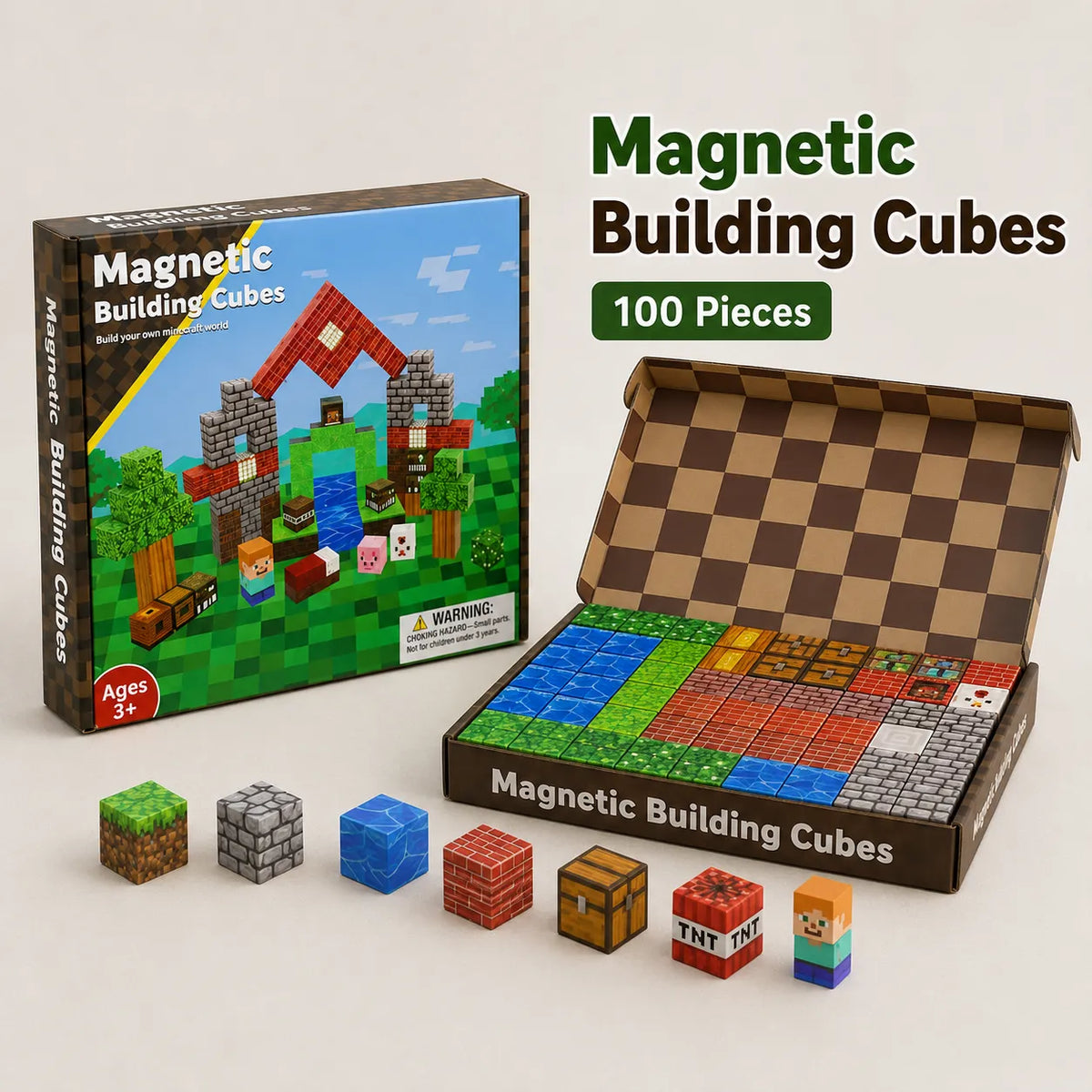 Minecraft Magnetic Building Blocks Cubes For Kids