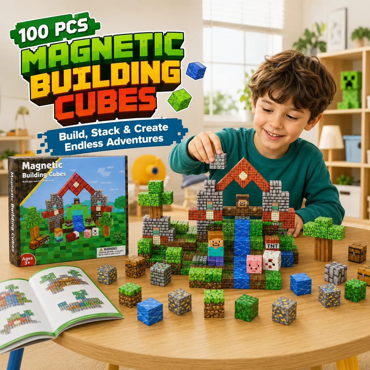 Minecraft Magnetic Building Blocks Cubes For Kids