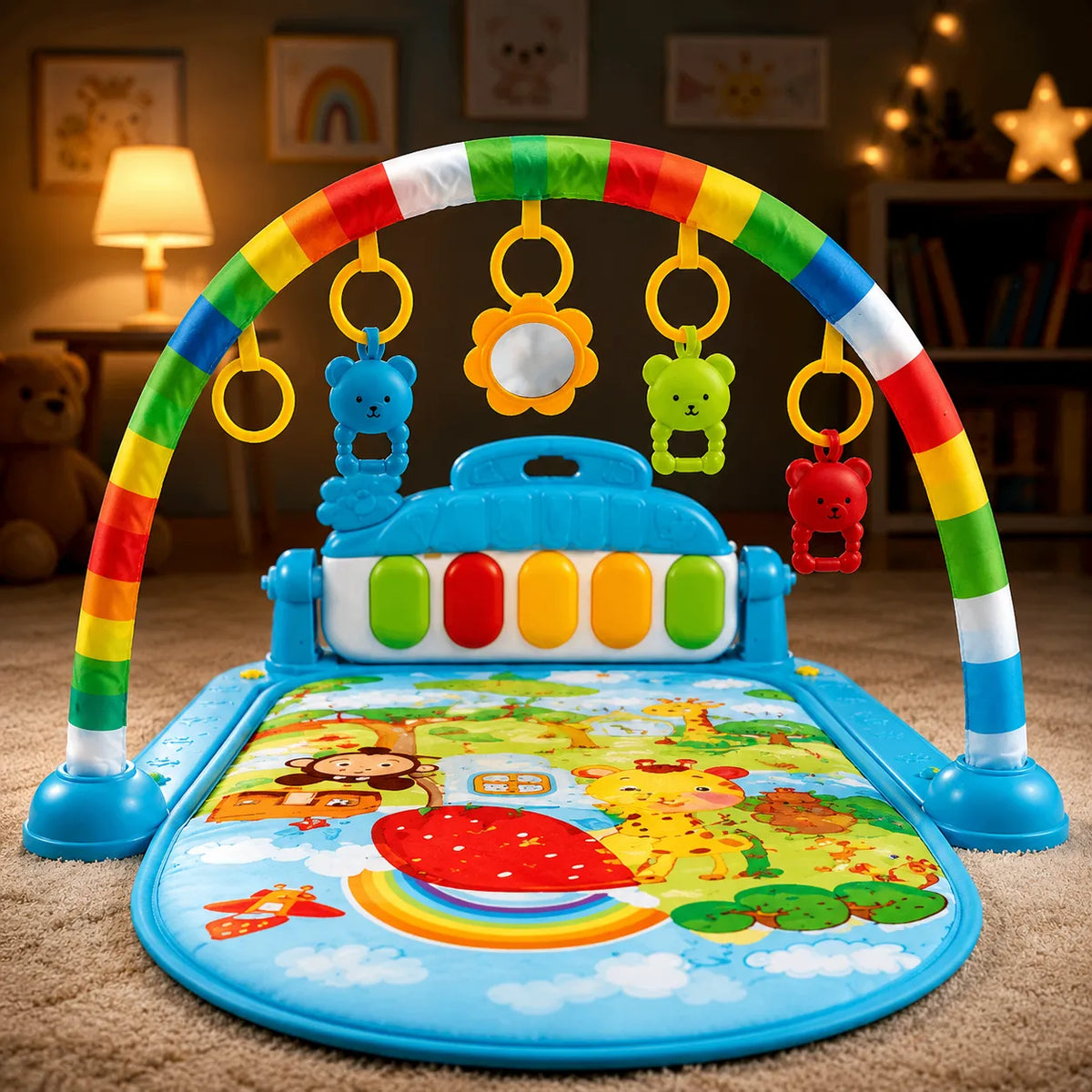 CradleGym Play Gym & Rattles Mat – Baby Activity Mat with Hanging Rattles | Toynic Kids Zone