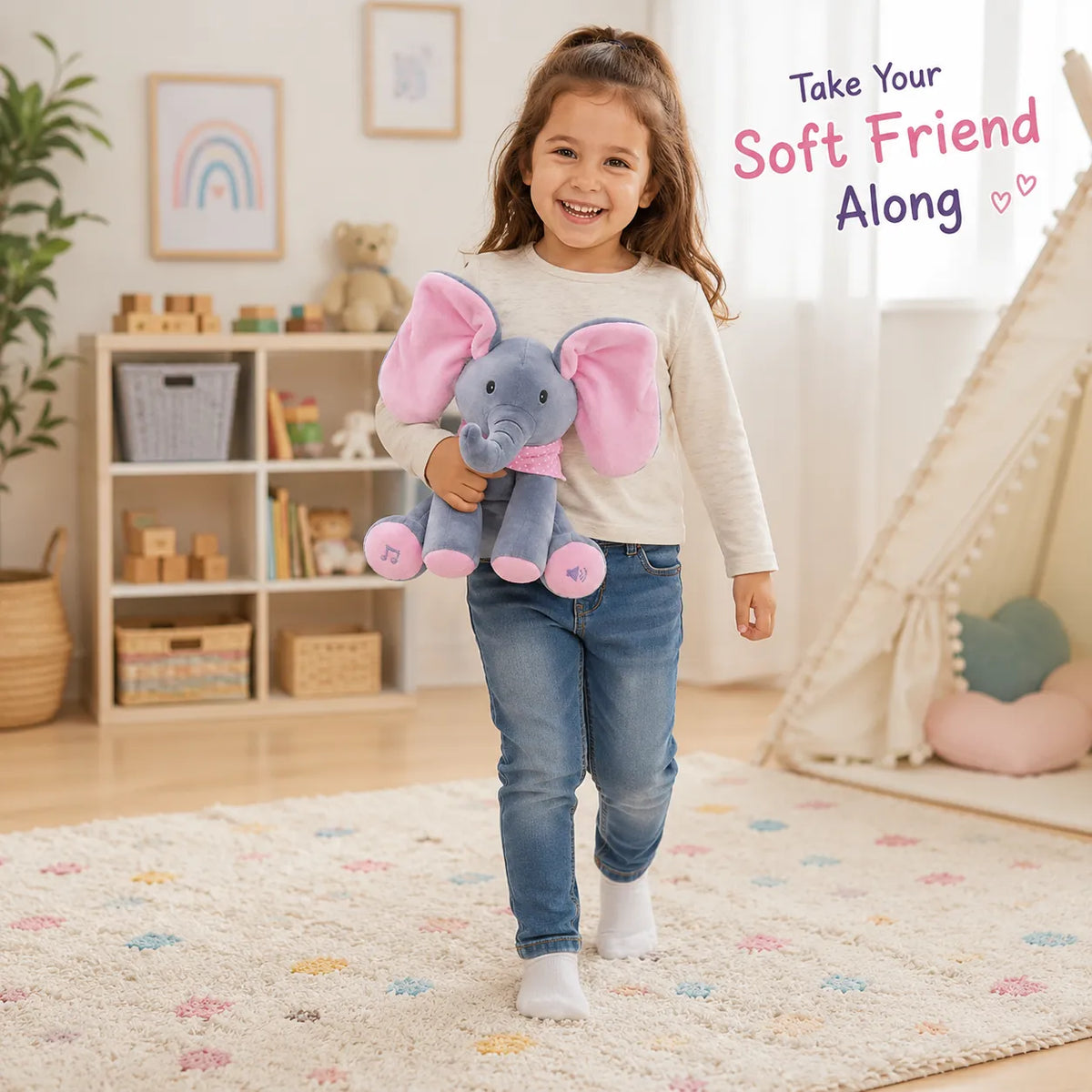 Musical Soft Peek-A-Boo Elephant Baby Toy