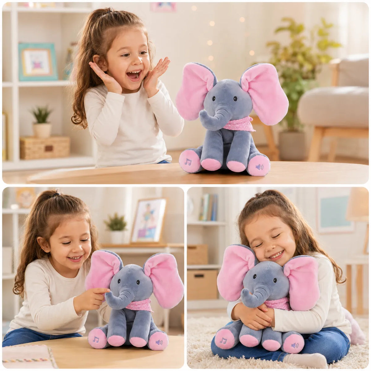 Musical Soft Peek-A-Boo Elephant Baby Toy