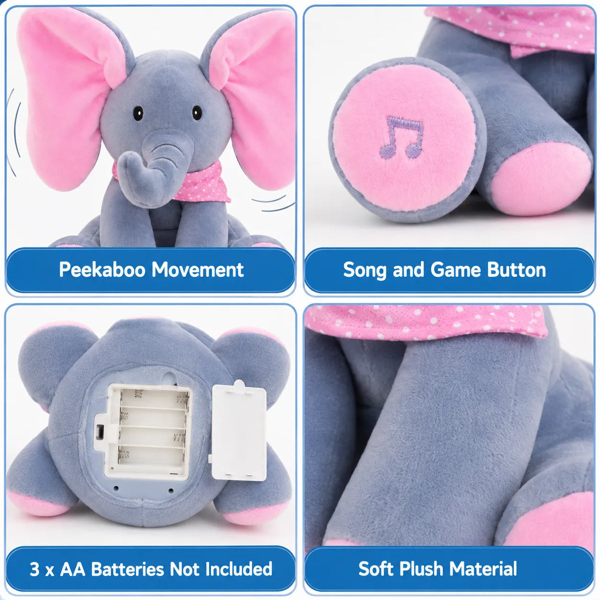 Musical Soft Peek-A-Boo Elephant Baby Toy
