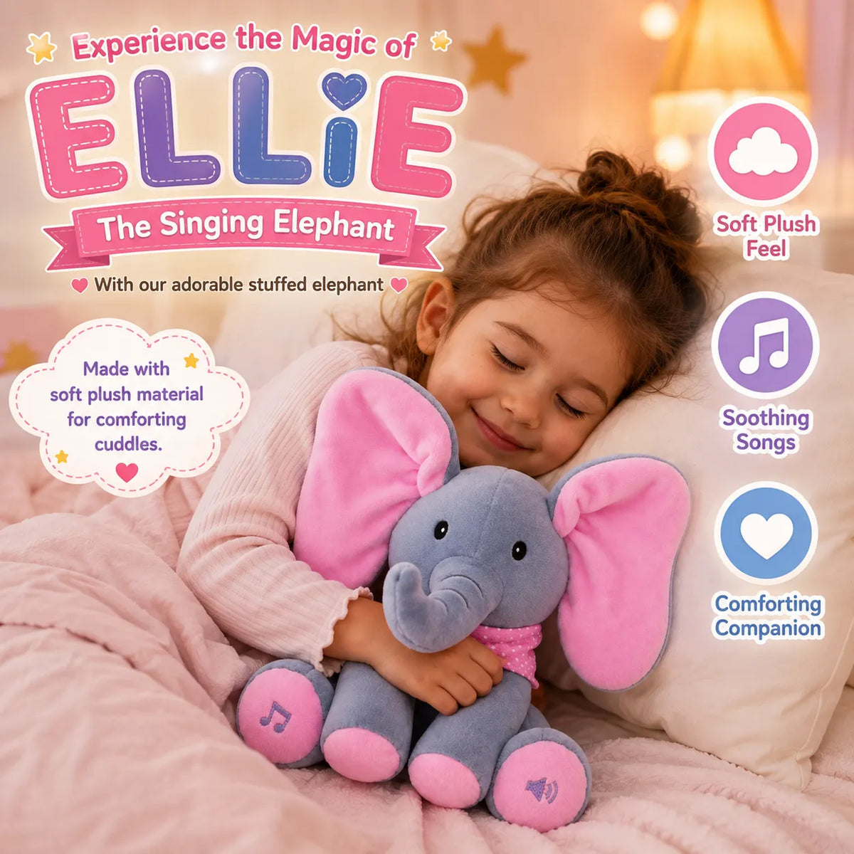 Musical Soft Peek-A-Boo Elephant Baby Toy
