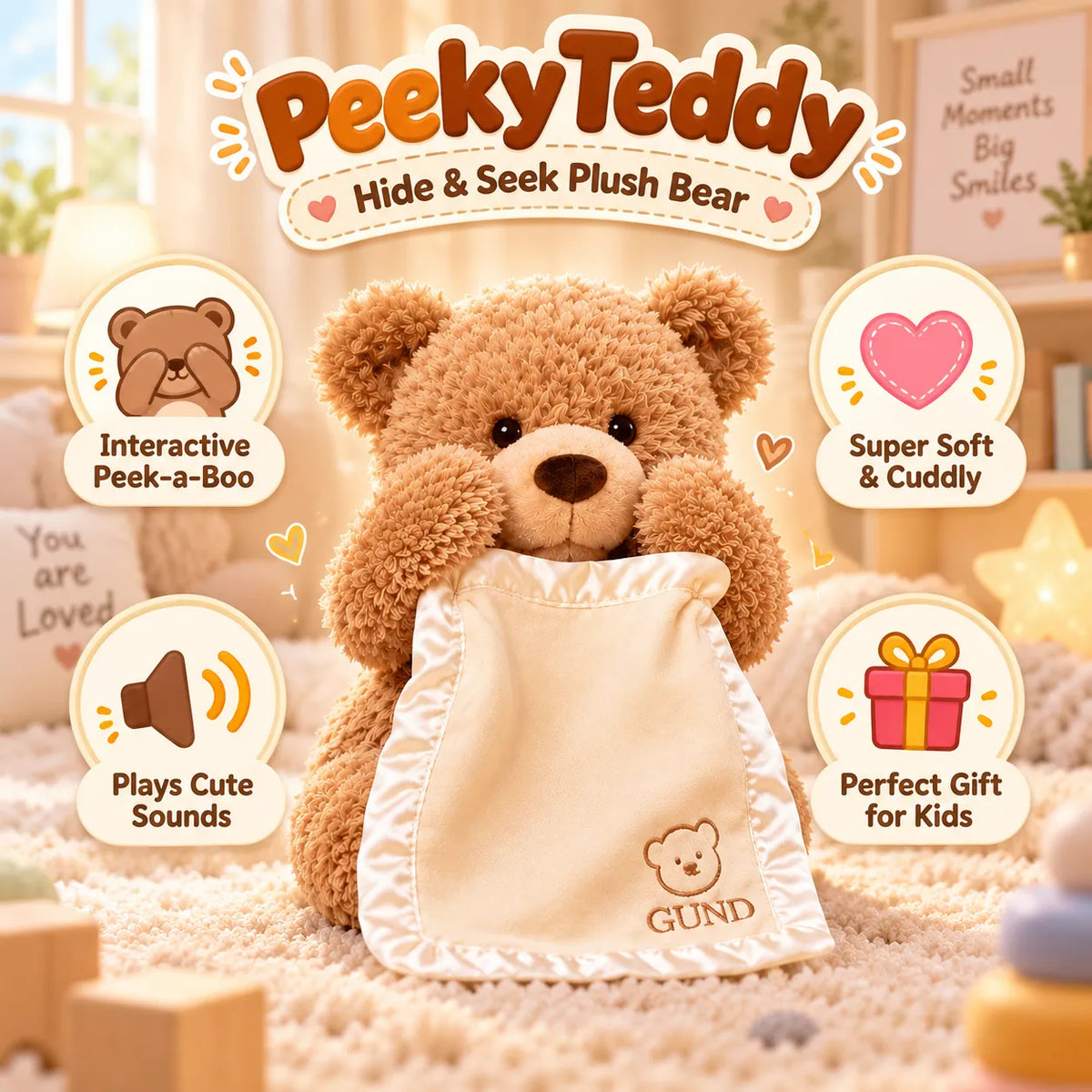 PeekyTeddy Hide & Seek Plush Bear – Interactive Peek-a-Boo Teddy Toy | Toynic Kids Zone