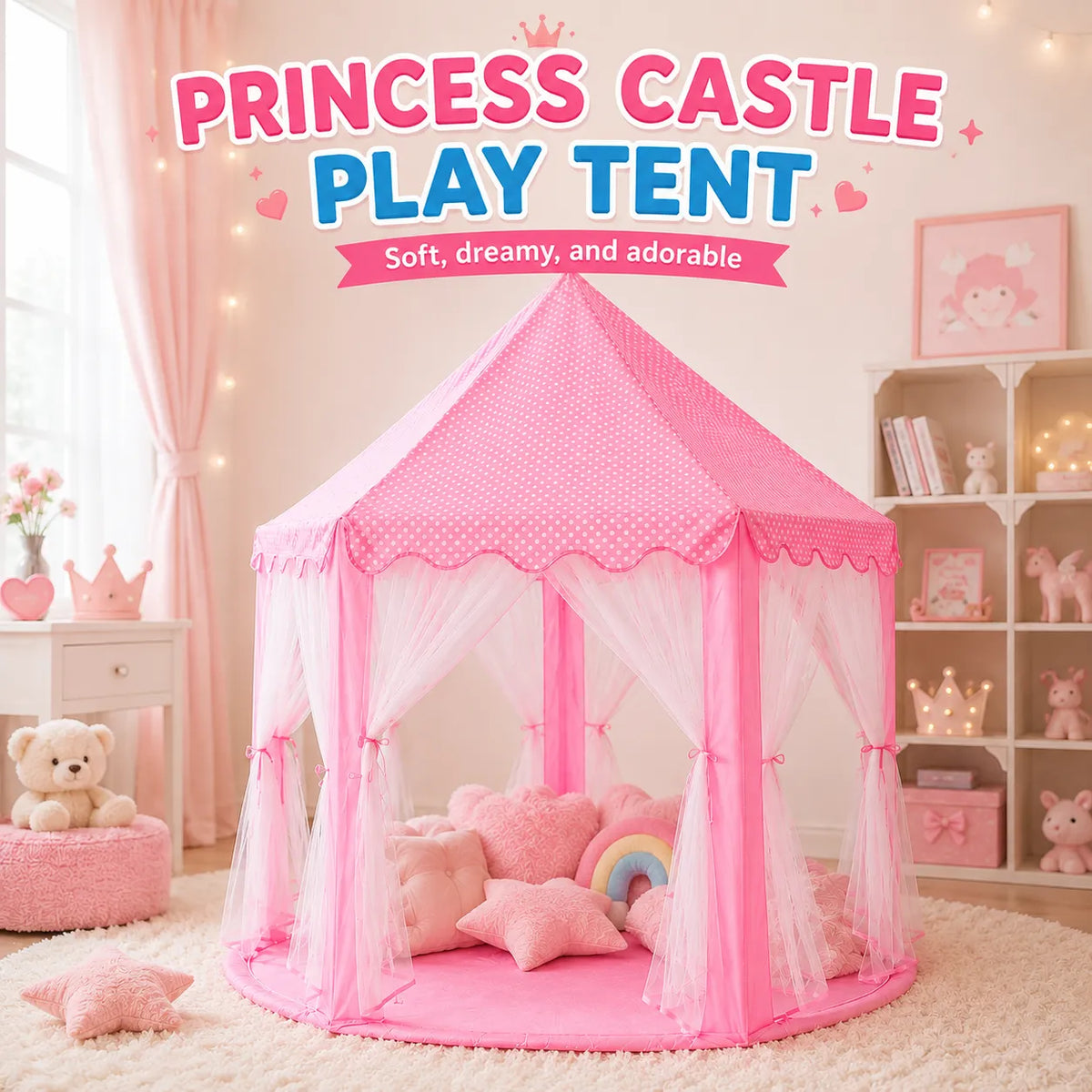 Princess Castle Play Tent House for Kids – Dreamy Playhouse & Indoor Fort