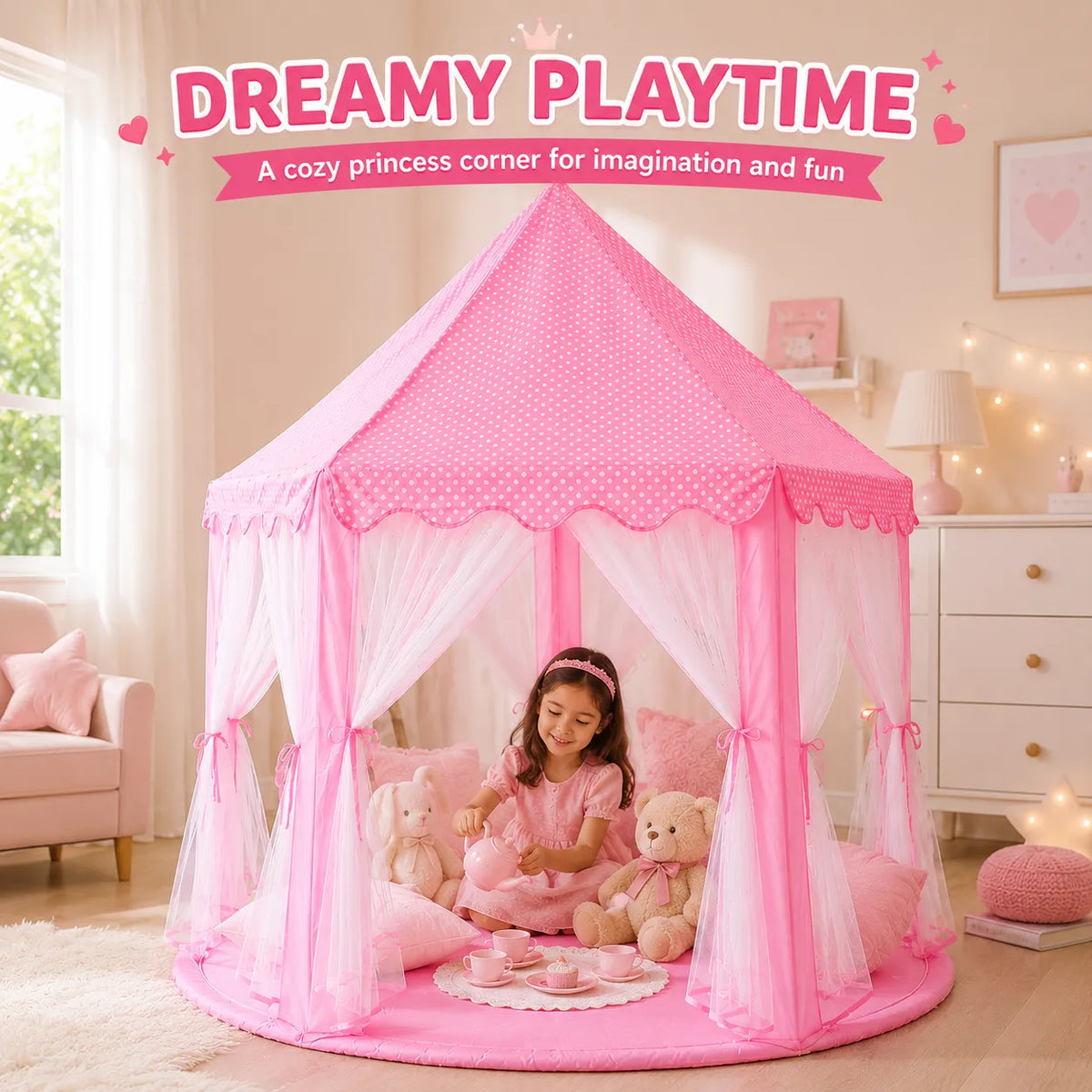 Princess Castle Play Tent House for Kids – Dreamy Playhouse & Indoor Fort