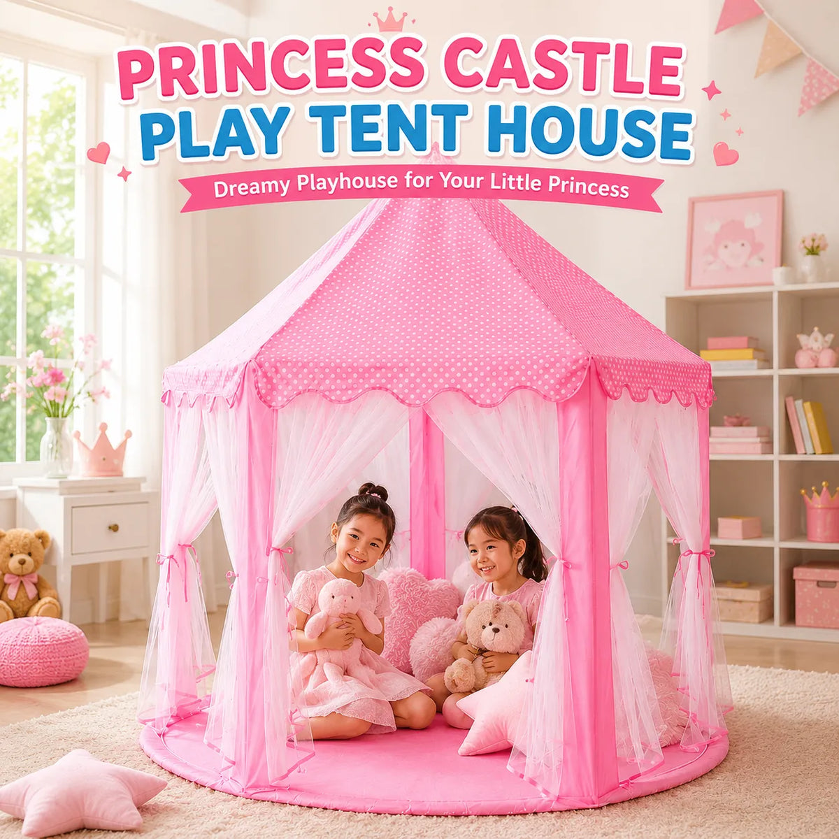 Princess Castle Play Tent House for Kids – Dreamy Playhouse & Indoor Fort