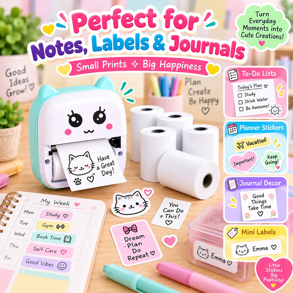 PrintPocket Thermal Sticker Paper Rolls – Inkless Bluetooth Pocket Printer