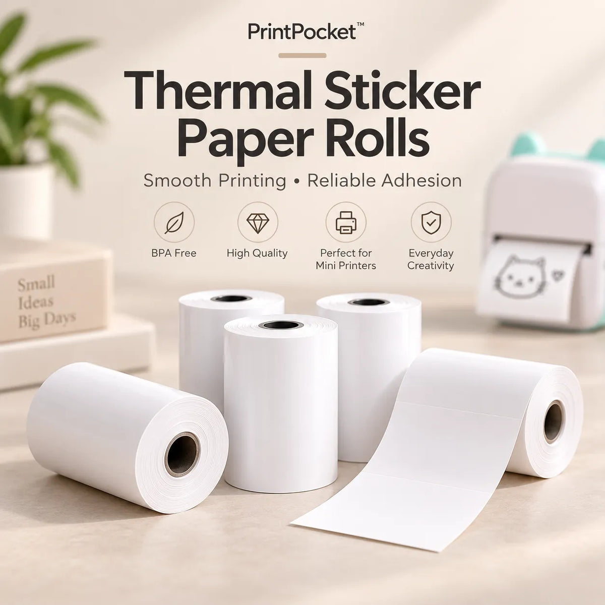 PrintPocket Thermal Sticker Paper Rolls – Inkless Bluetooth Pocket Printer