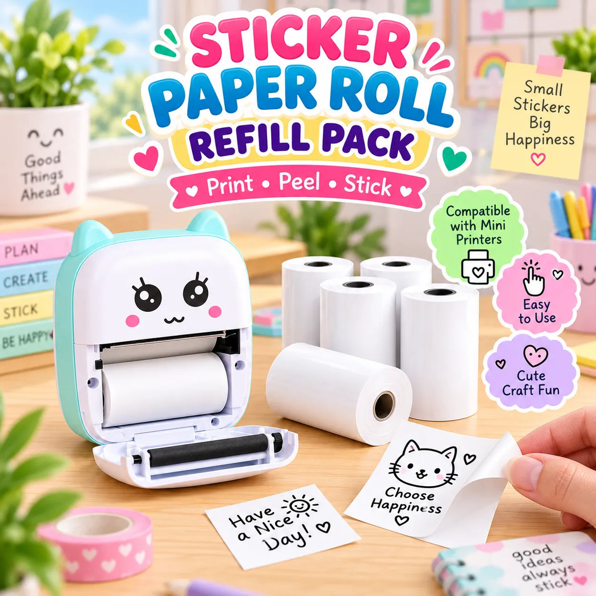 PrintPocket Thermal Sticker Paper Rolls – Inkless Bluetooth Pocket Printer