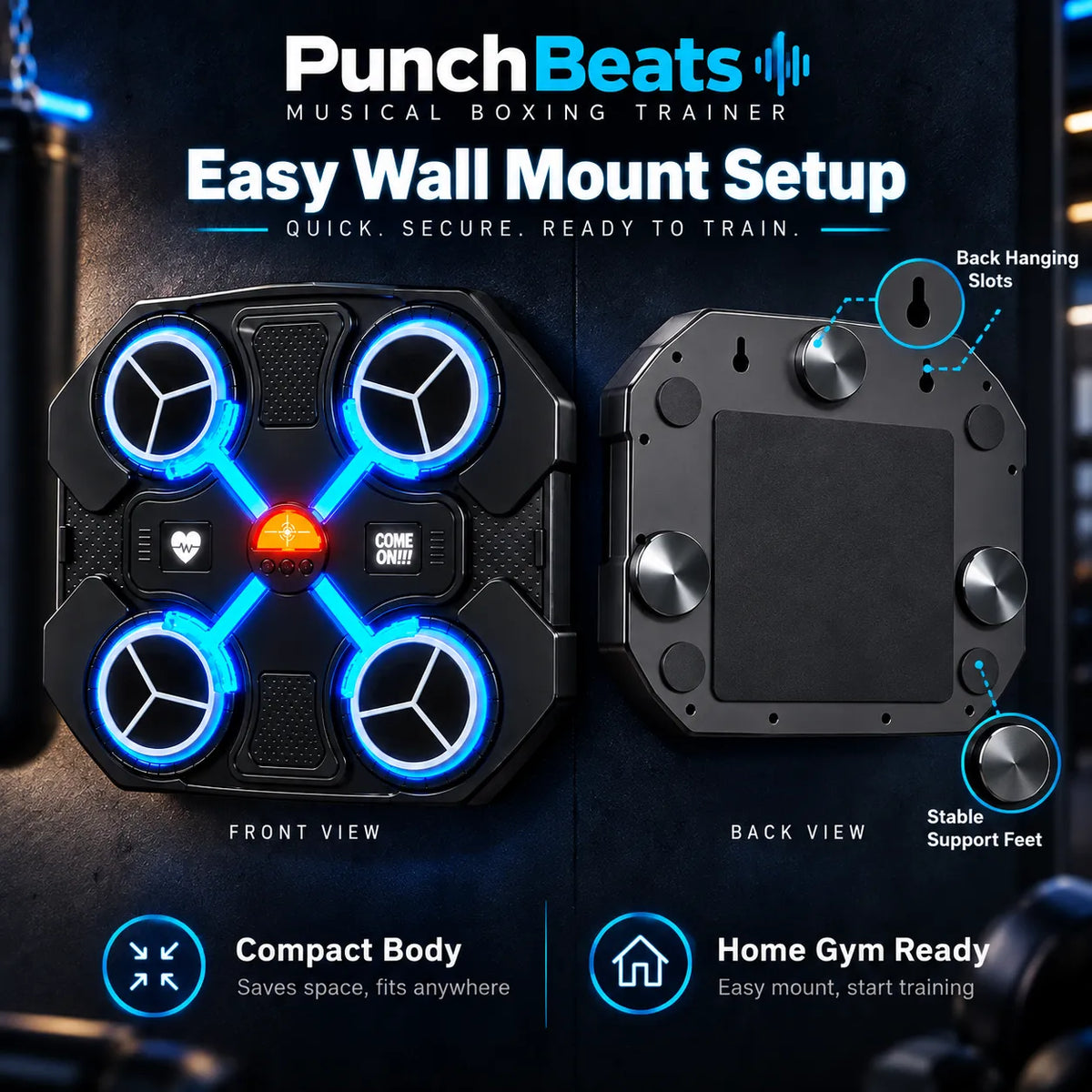 PunchBeats Musical Boxing Trainer – LED Music Boxing Workout Machine