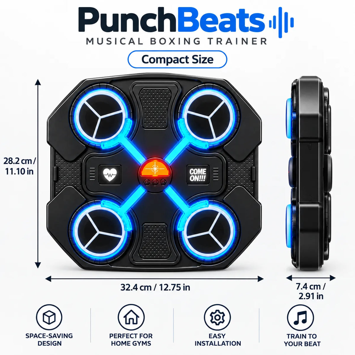 PunchBeats Musical Boxing Trainer – LED Music Boxing Workout Machine