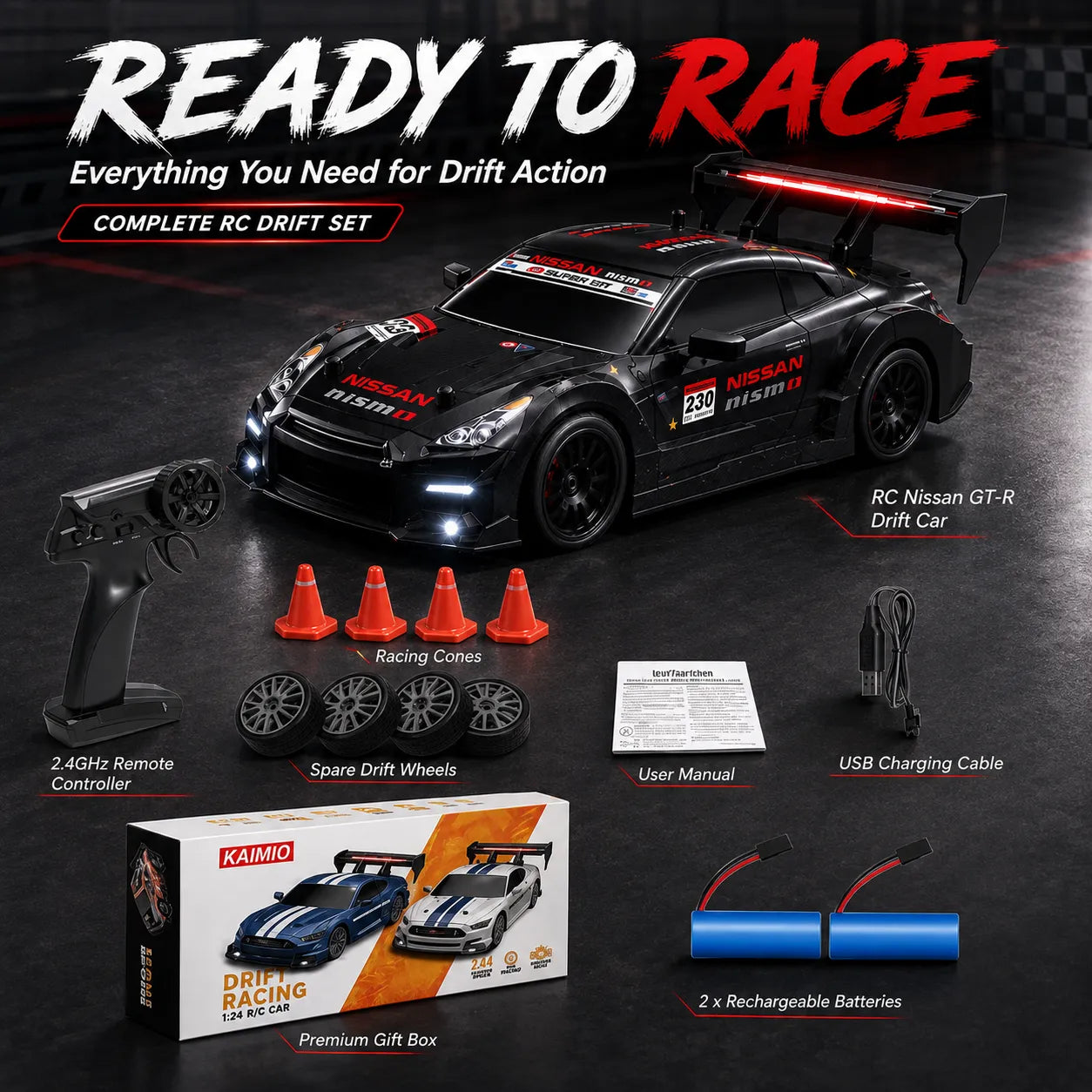 RC Nissan GT-R Drift Car for Kids – 2.4GHz High Speed Racing Toy with Remote Control