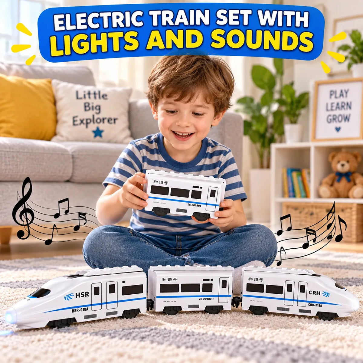 RailRider Electric RC Train Set – Remote Control Railway Toy with Lights & Sound