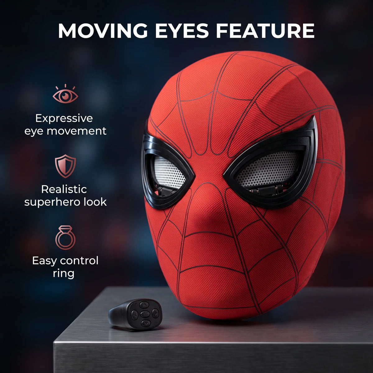 Realistic Spider-Man Mask with Moving Eyes for Kids – Superhero Costume Accessory