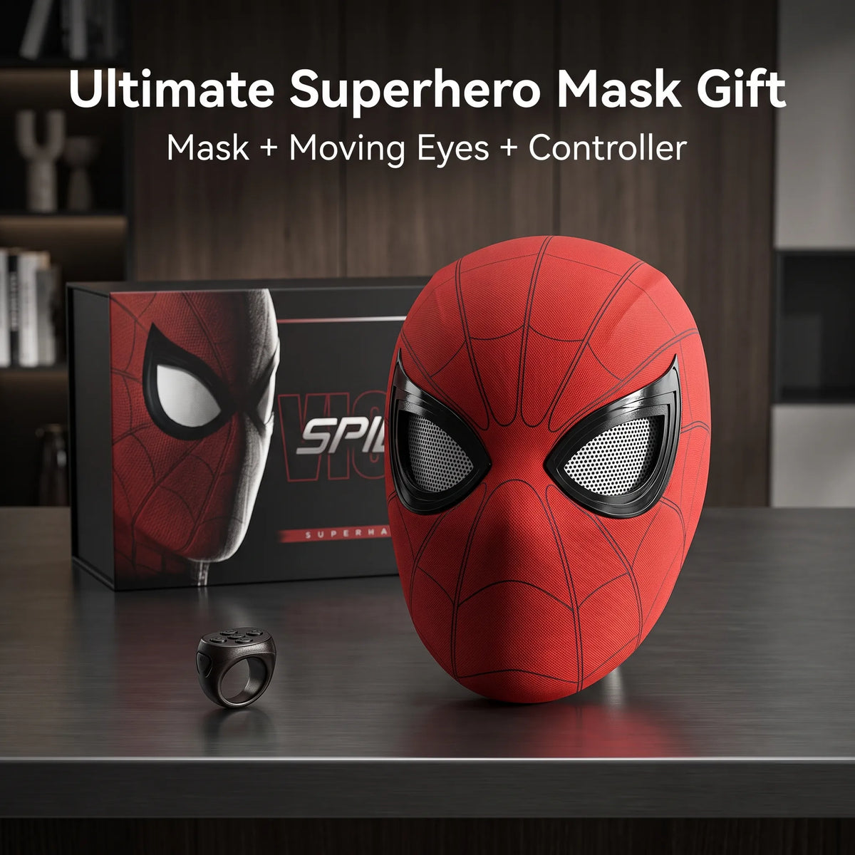 Realistic Spider-Man Mask with Moving Eyes for Kids – Superhero Costume Accessory