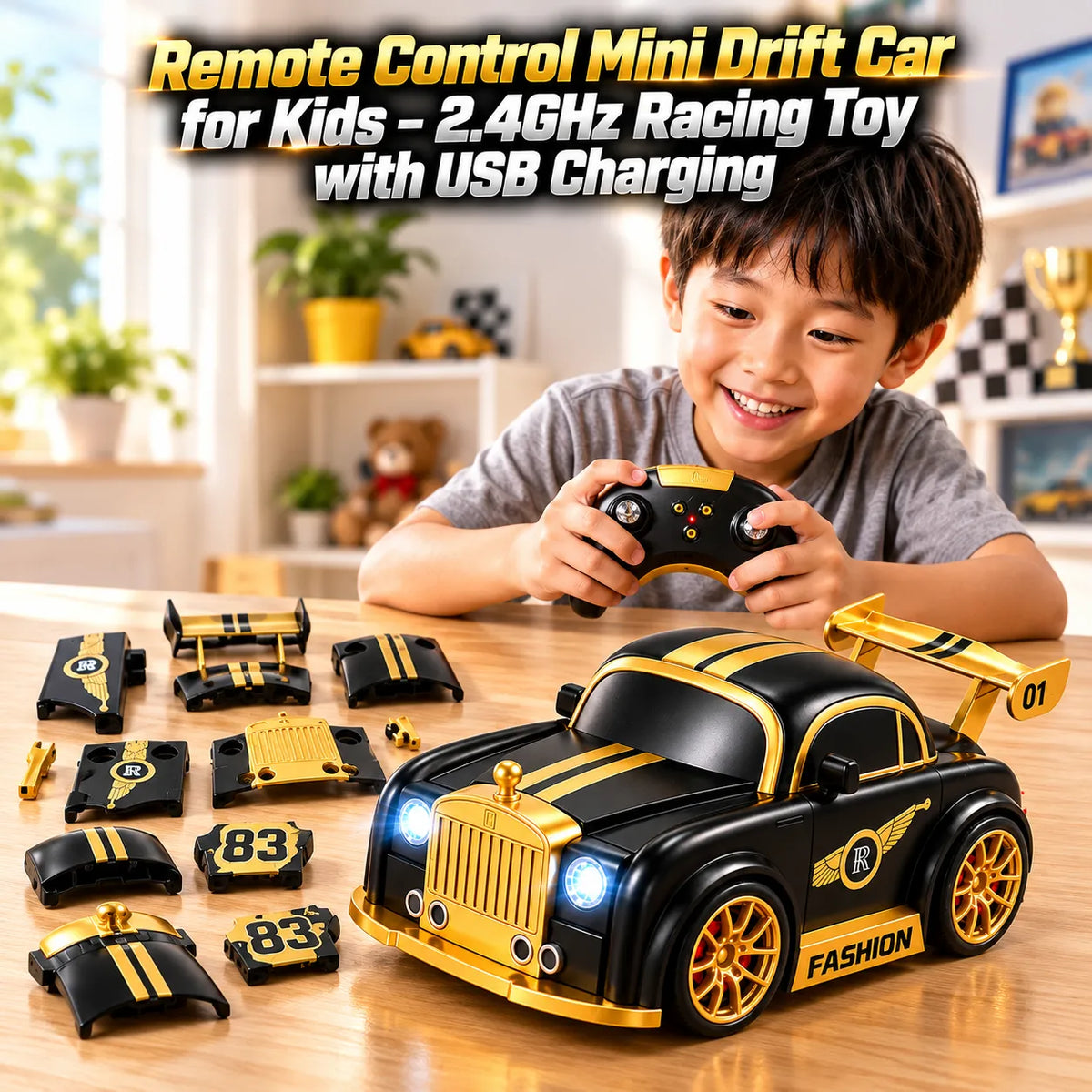 Remote Control Mini Drift Car for Kids – 2.4GHz Racing Toy with USB Charging
