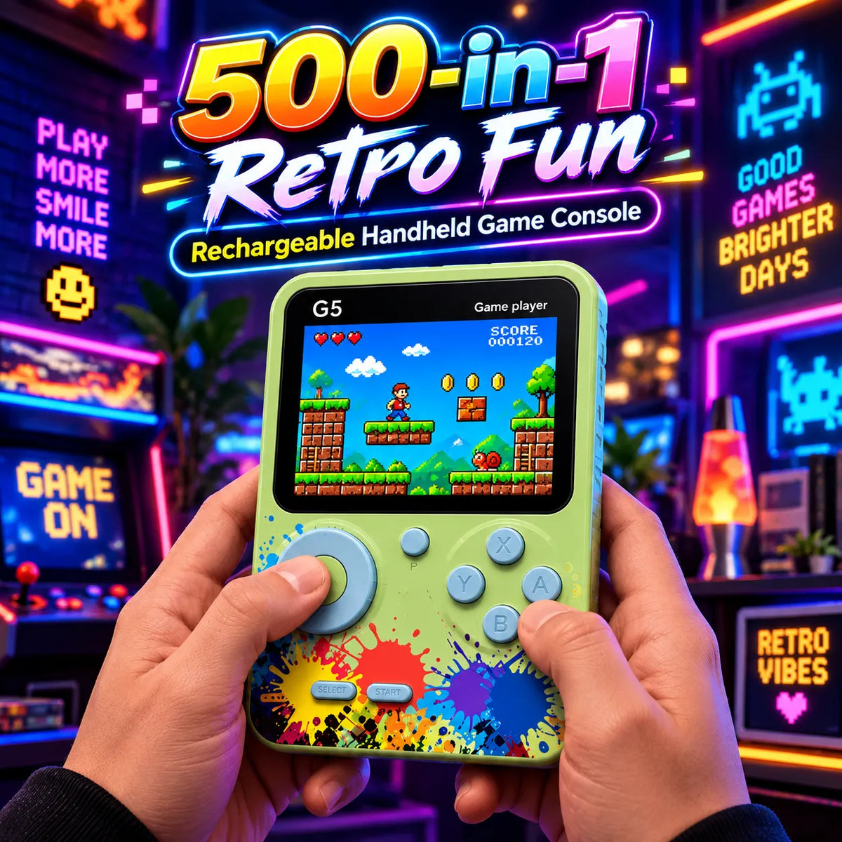RetroPlay G5 500-in-1 Game Console – Rechargeable Retro Handheld Gaming System | Toynic Kids Zone