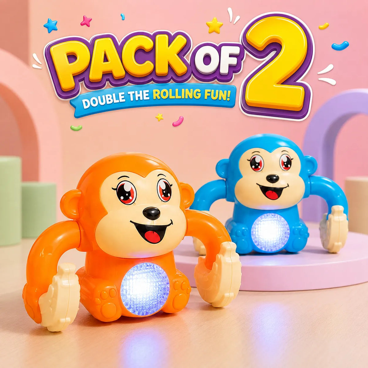 Rolling Banana Monkey Toy with Lights, Music & Touch Sensor