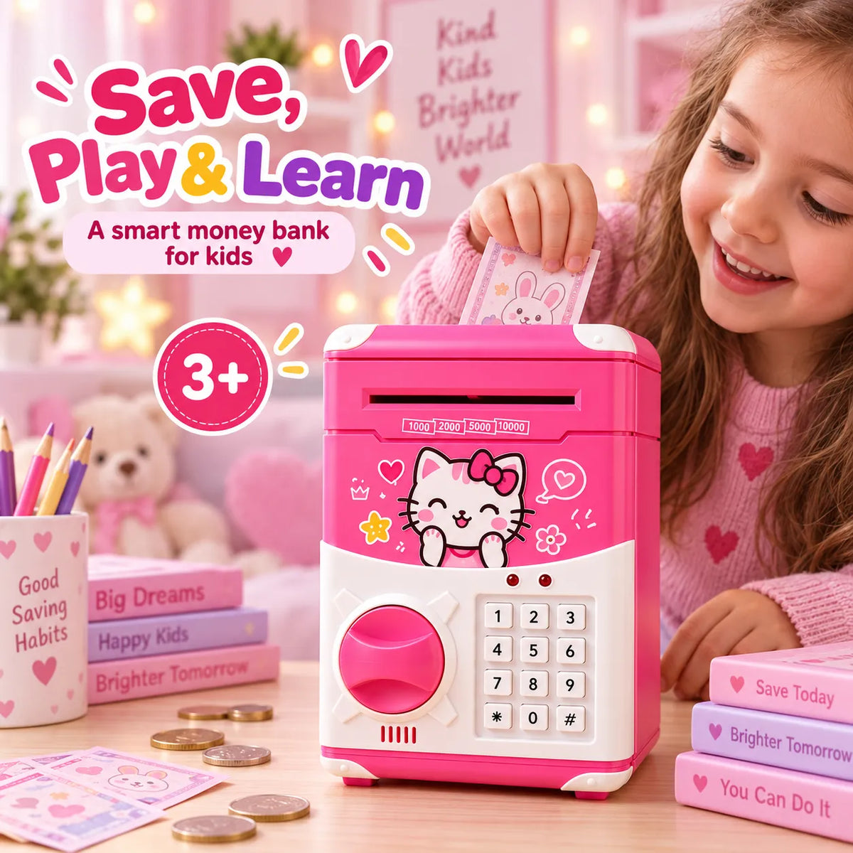 SaveSmart ATM Electronic Piggy Bank – Password-Protected Kids Money Bank | Toynic Kids Zone