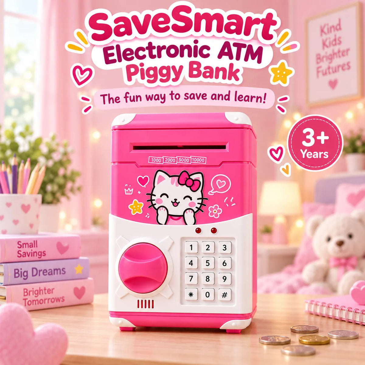 SaveSmart ATM Electronic Piggy Bank – Password-Protected Kids Money Bank | Toynic Kids Zone