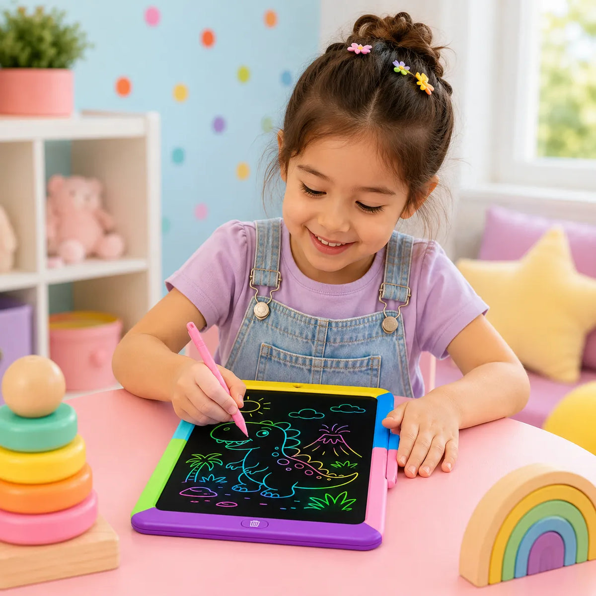 LCD Writing Tablet for Kids – Reusable Color Drawing Board