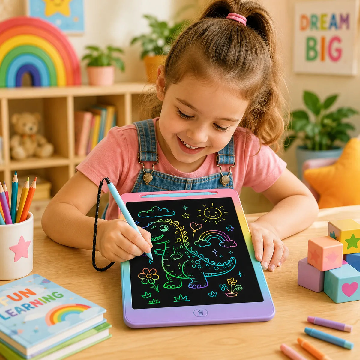 LCD Writing Tablet for Kids – Reusable Color Drawing Board
