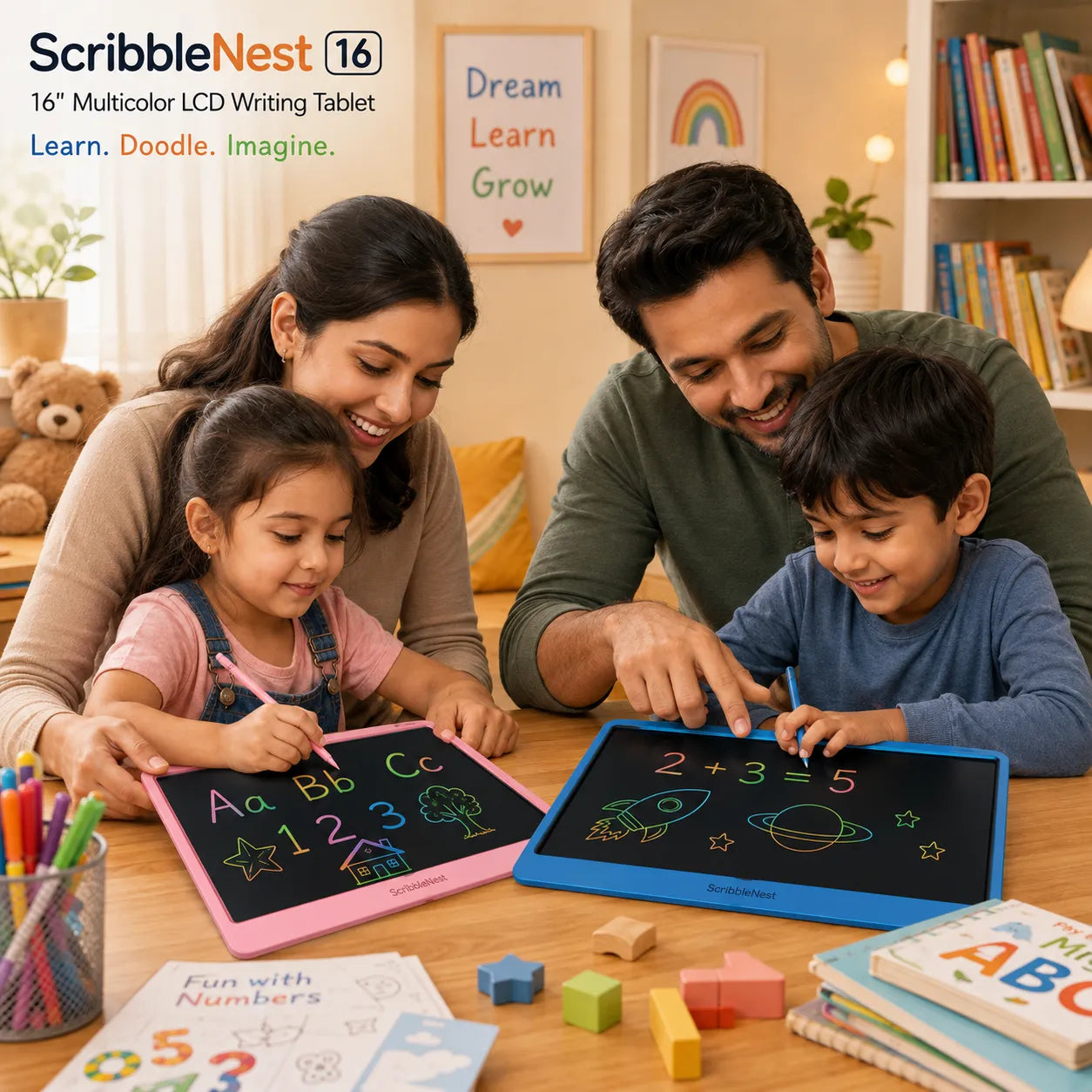 LCD Writing Tablet for Kids – Reusable Color Drawing Board
