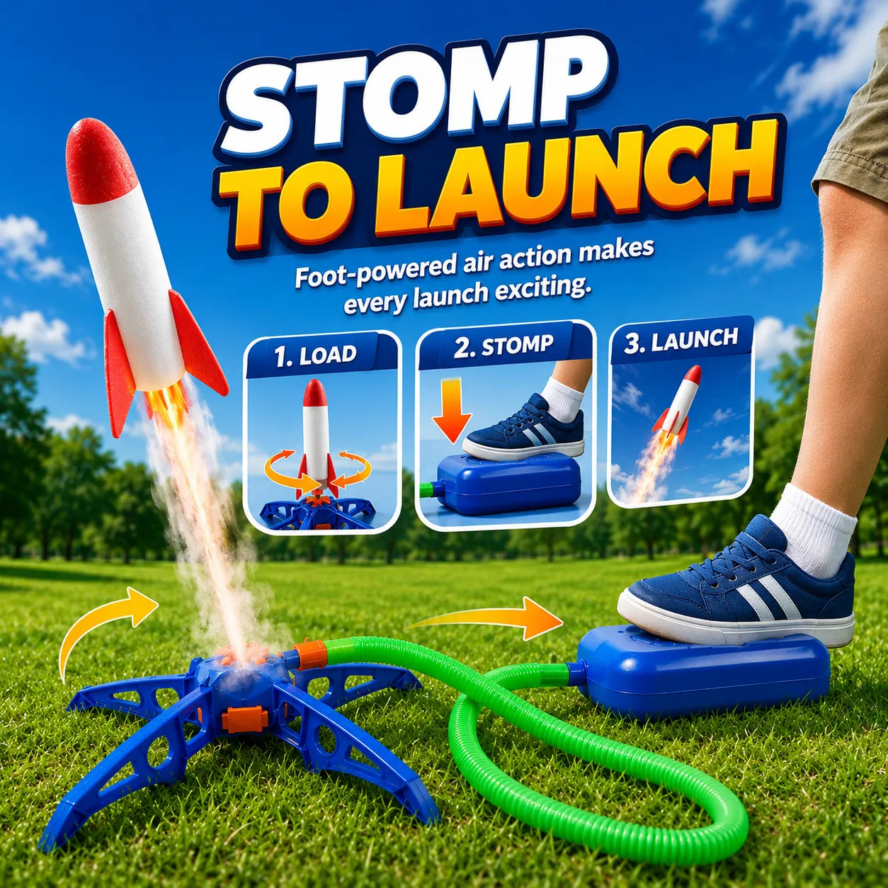 SkyStomp Rocket Launcher – Air-Powered Foam Outdoor Toy
