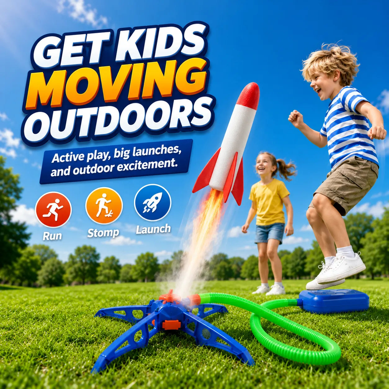 SkyStomp Rocket Launcher – Air-Powered Foam Outdoor Toy