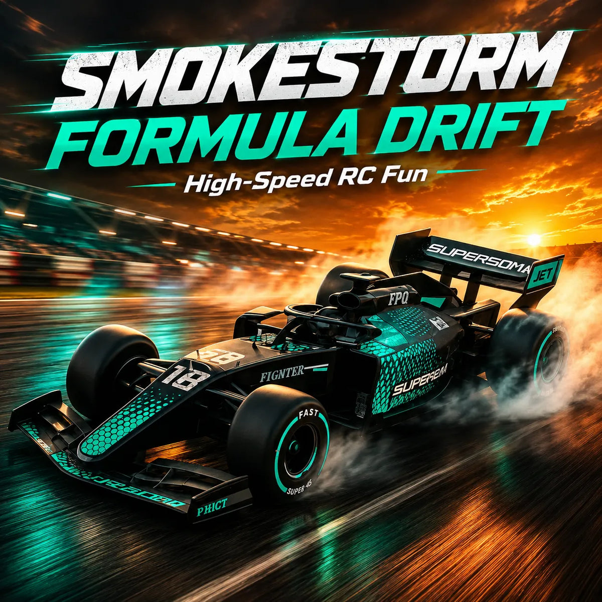 SmokeStorm Formula Drift RC Car – Rechargeable RC Stunt Car for Kids