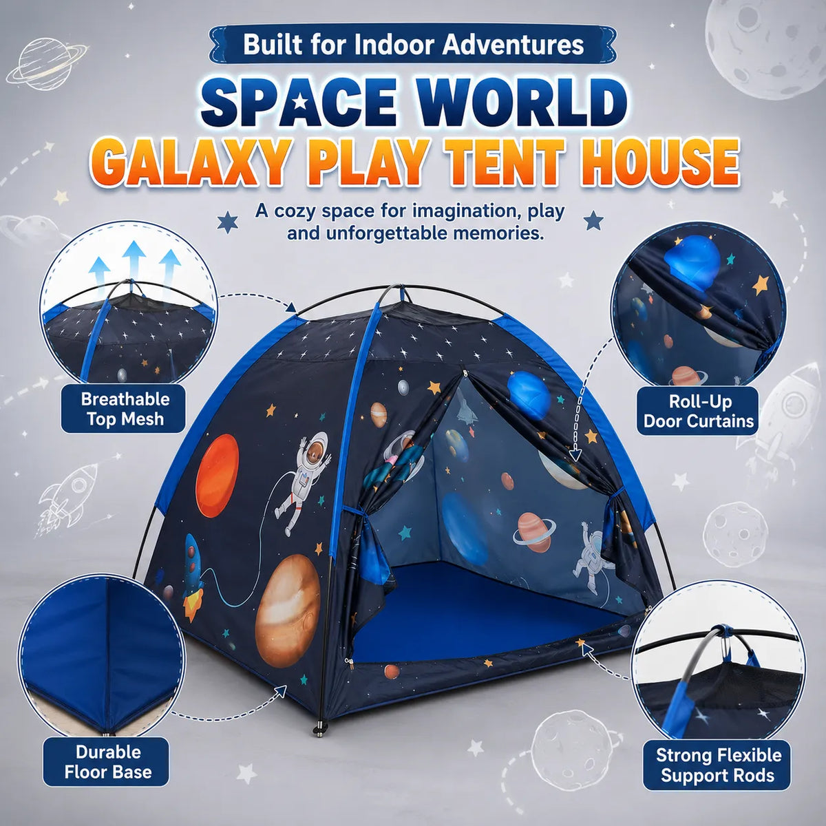 Space World Galaxy Indoor Play Tent House for Kids – Planetarium & Fort